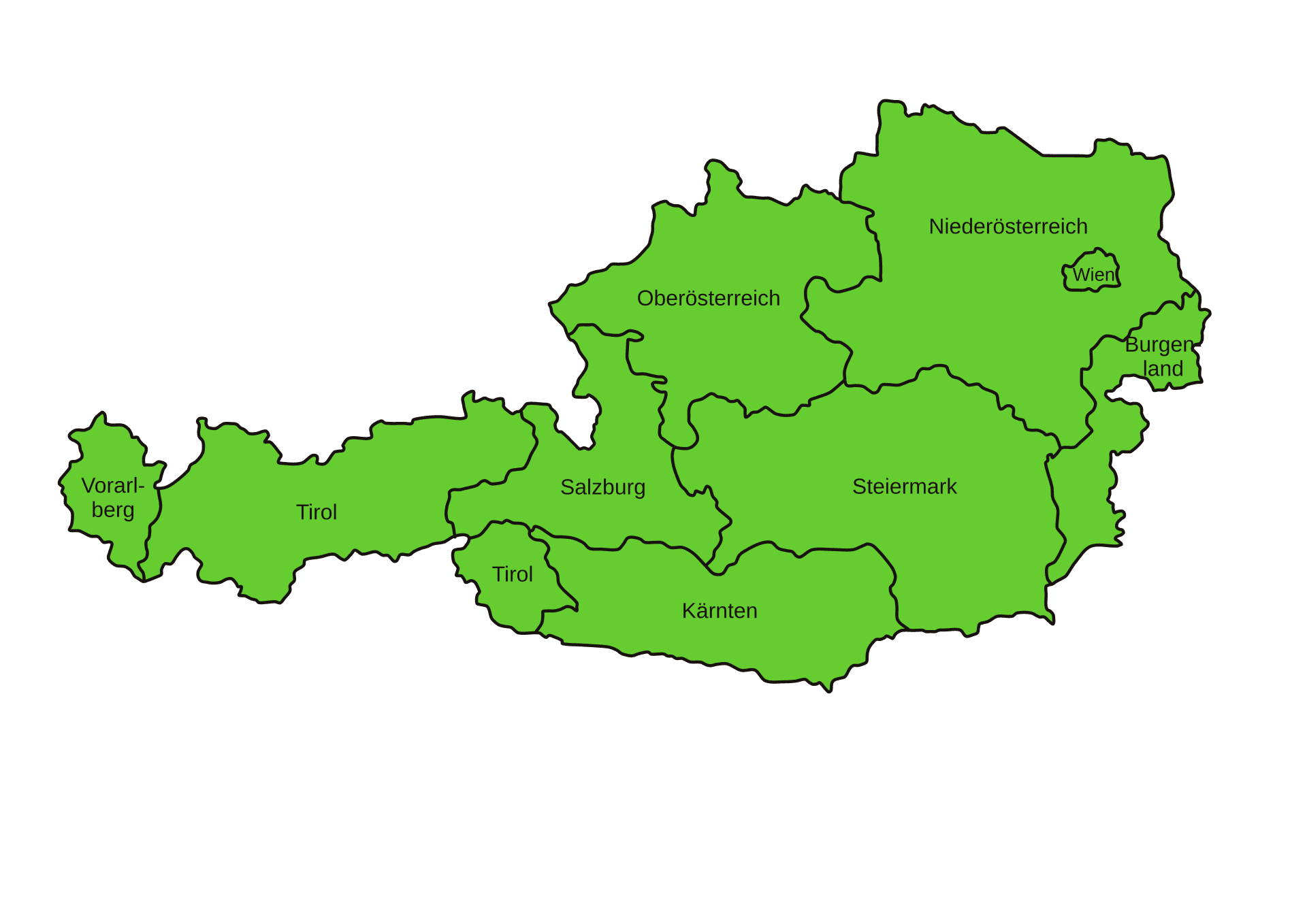 Karte der Bundesländer in Österreich - Entrümpelung